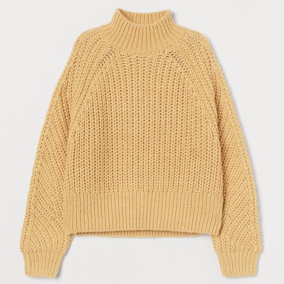 H&M Sweaters - H&M YELLOW MOCK NECK LONG SLEEVE CHUNKY SWEATER XL NWT